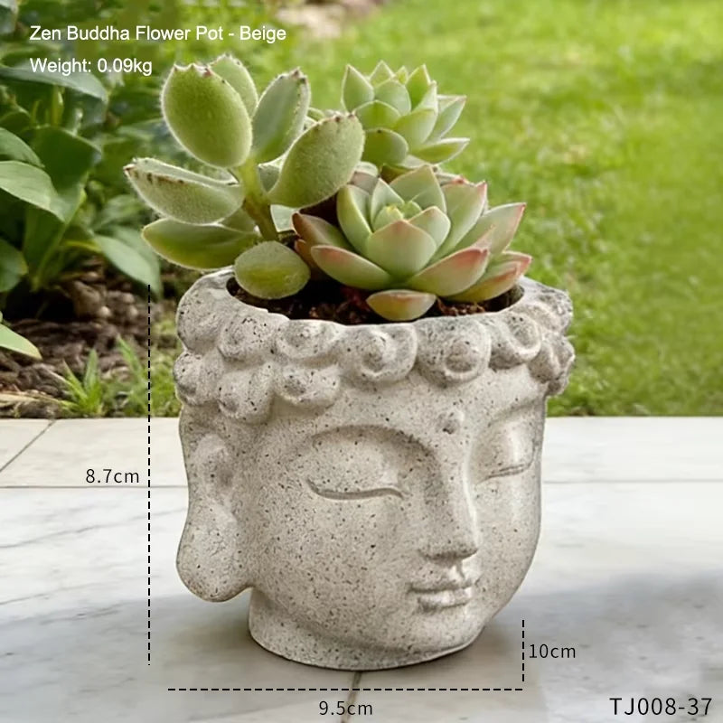 Pot de fleurs Tête de Bouddha — Déco Zen Asiatique