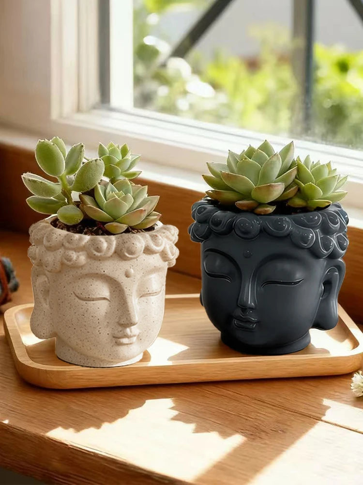 Pot de fleurs Tête de Bouddha — Déco Zen Asiatique