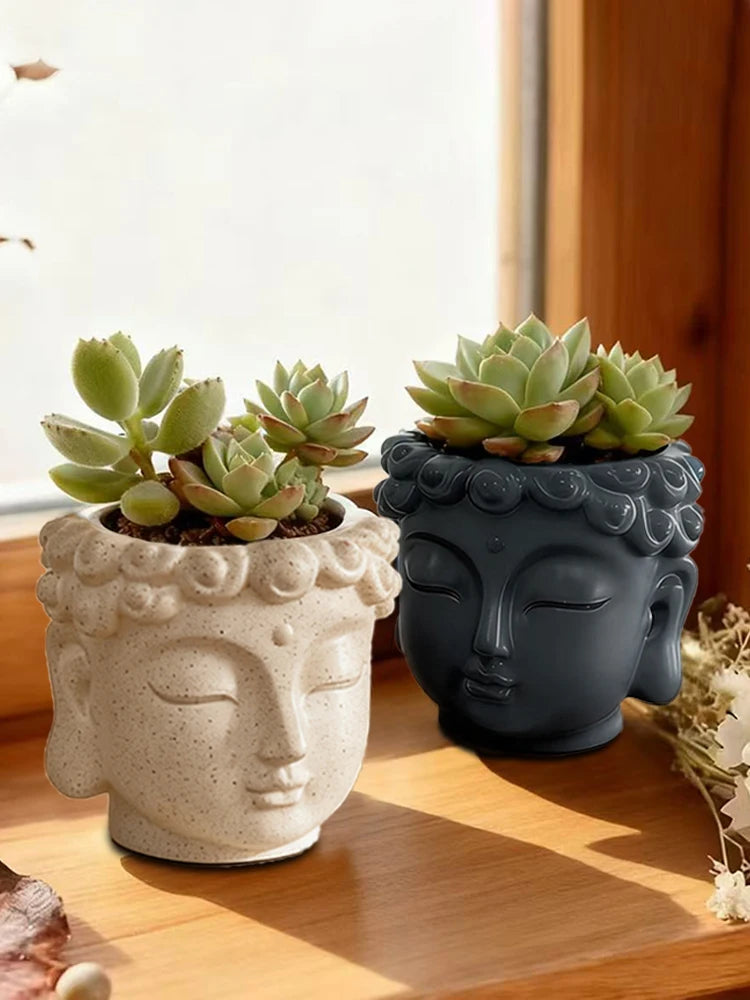 Pot de fleurs Tête de Bouddha — Déco Zen Asiatique