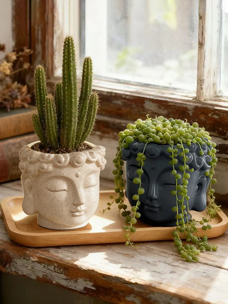Pot de fleurs Tête de Bouddha — Déco Zen Asiatique