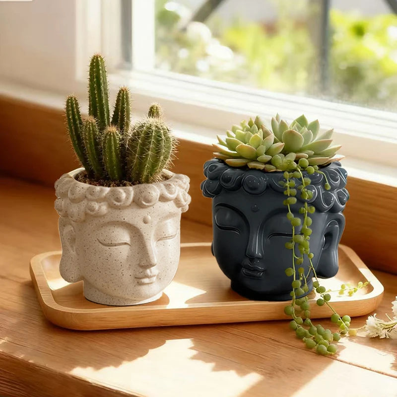 Pot de fleurs Tête de Bouddha — Déco Zen Asiatique