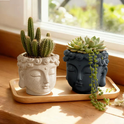 Pot de fleurs Tête de Bouddha — Déco Zen Asiatique