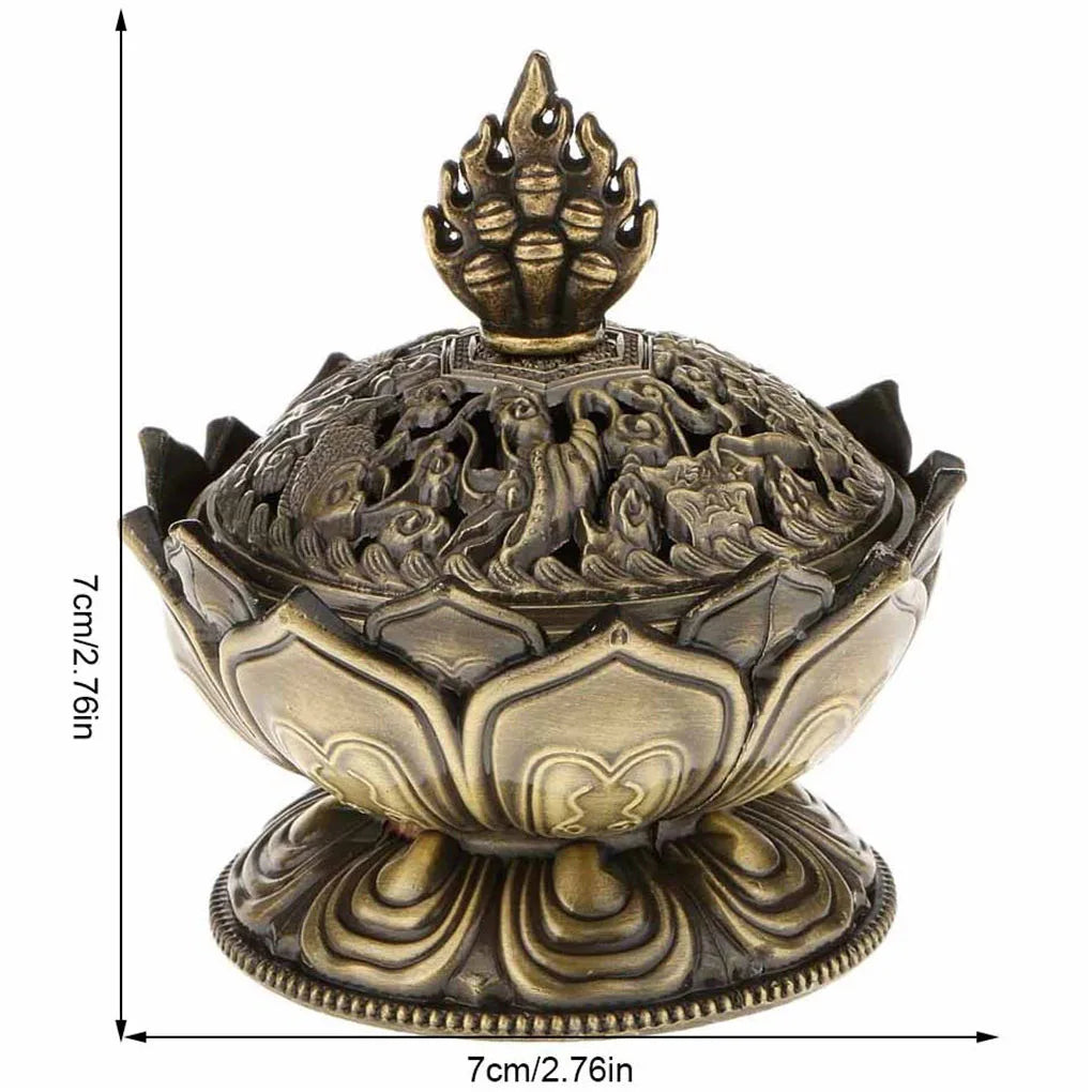Brûleur d'Encens Lotus Doré — Décoration Bouddhiste Zen