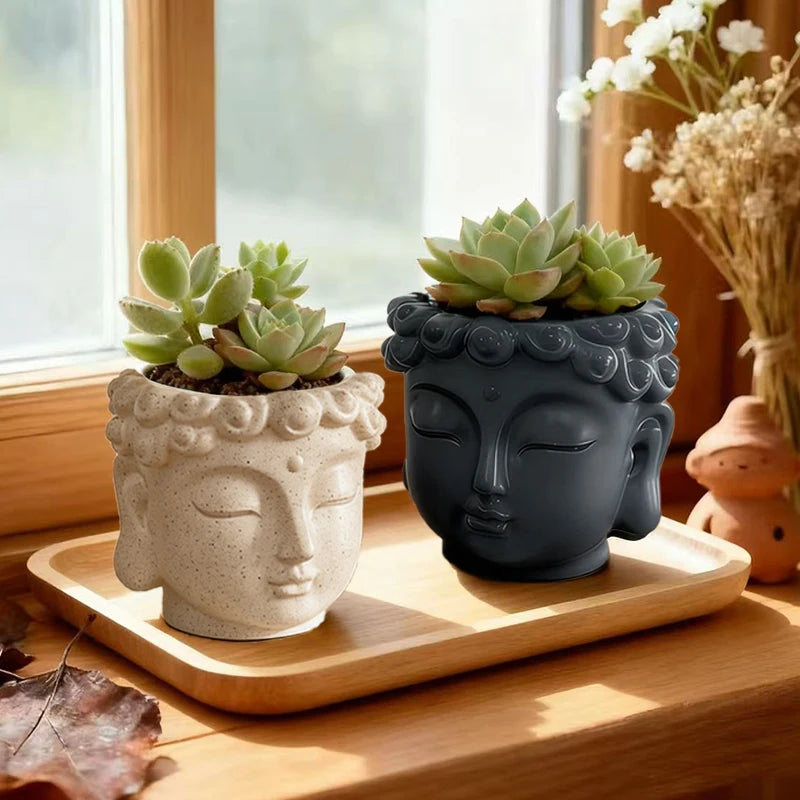 Pot de fleurs Tête de Bouddha — Déco Zen Asiatique