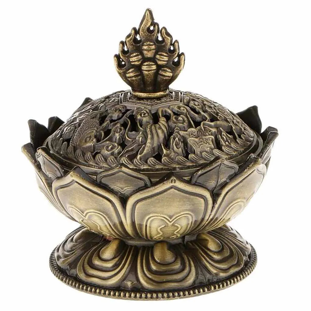 Brûleur d'Encens Lotus Doré — Décoration Bouddhiste Zen
