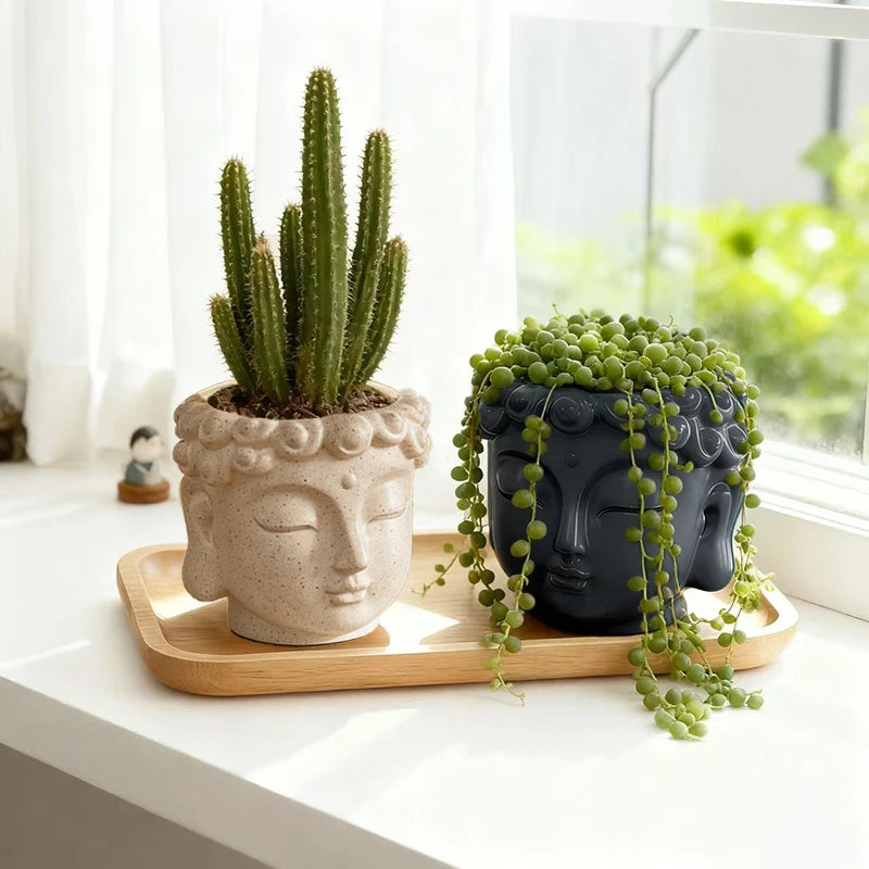 Pot de fleurs Tête de Bouddha — Déco Zen Asiatique