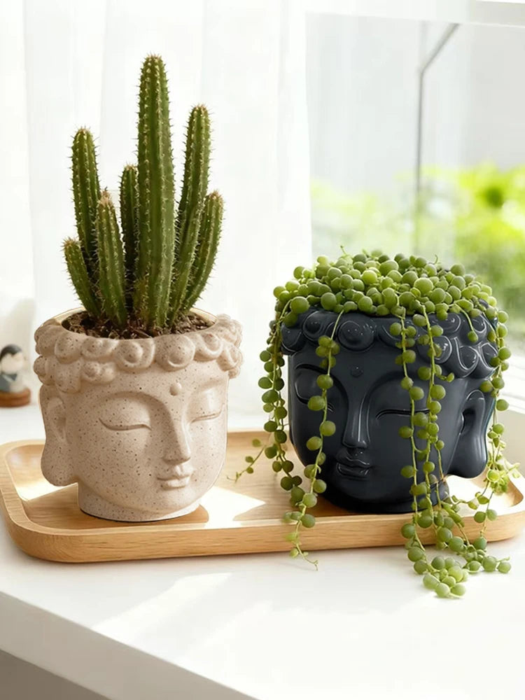 Pot de fleurs Tête de Bouddha — Déco Zen Asiatique