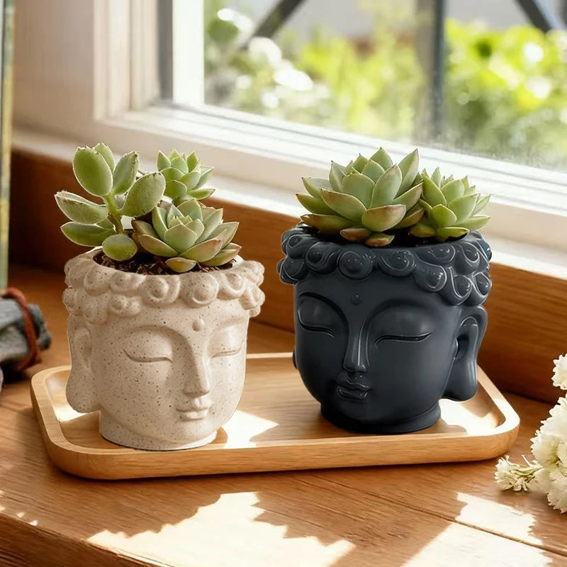 Pot de fleurs Tête de Bouddha — Déco Zen Asiatique