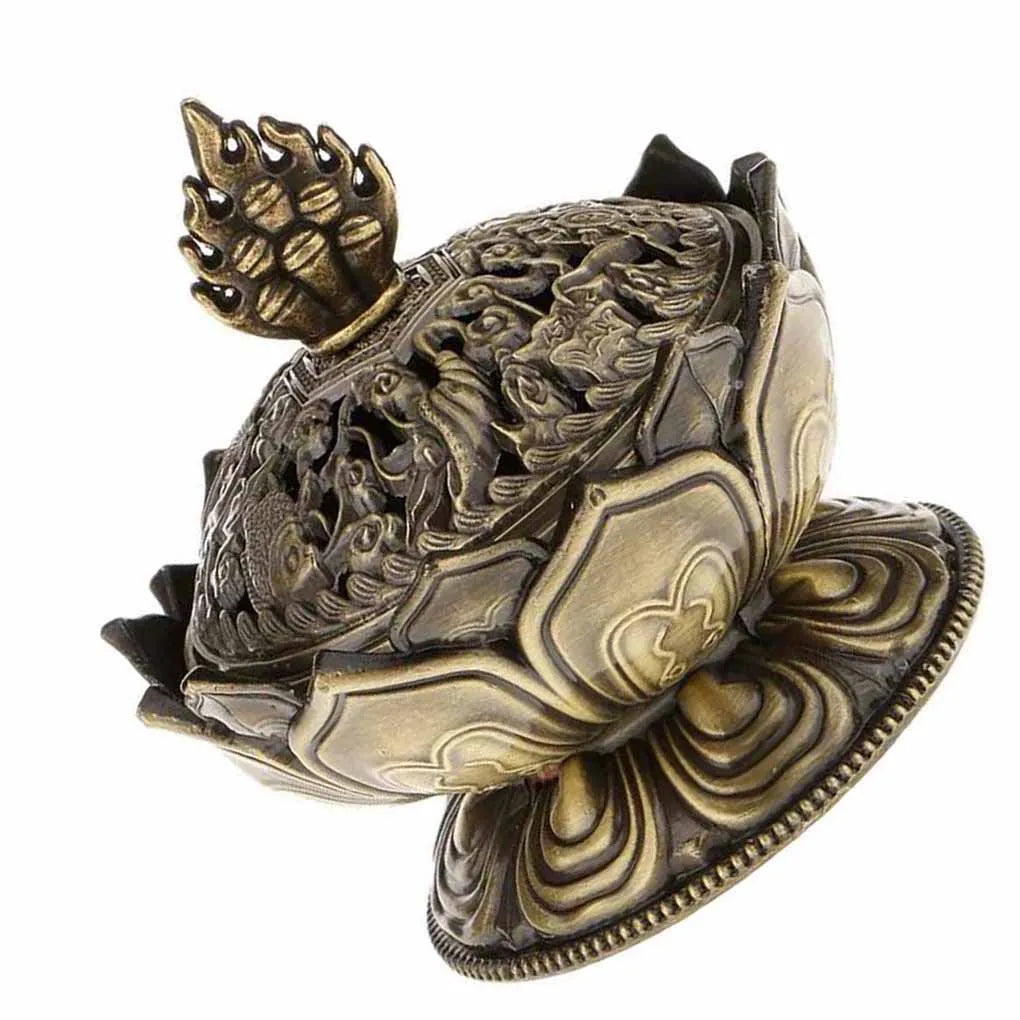 Brûleur d'Encens Lotus Doré — Décoration Bouddhiste Zen