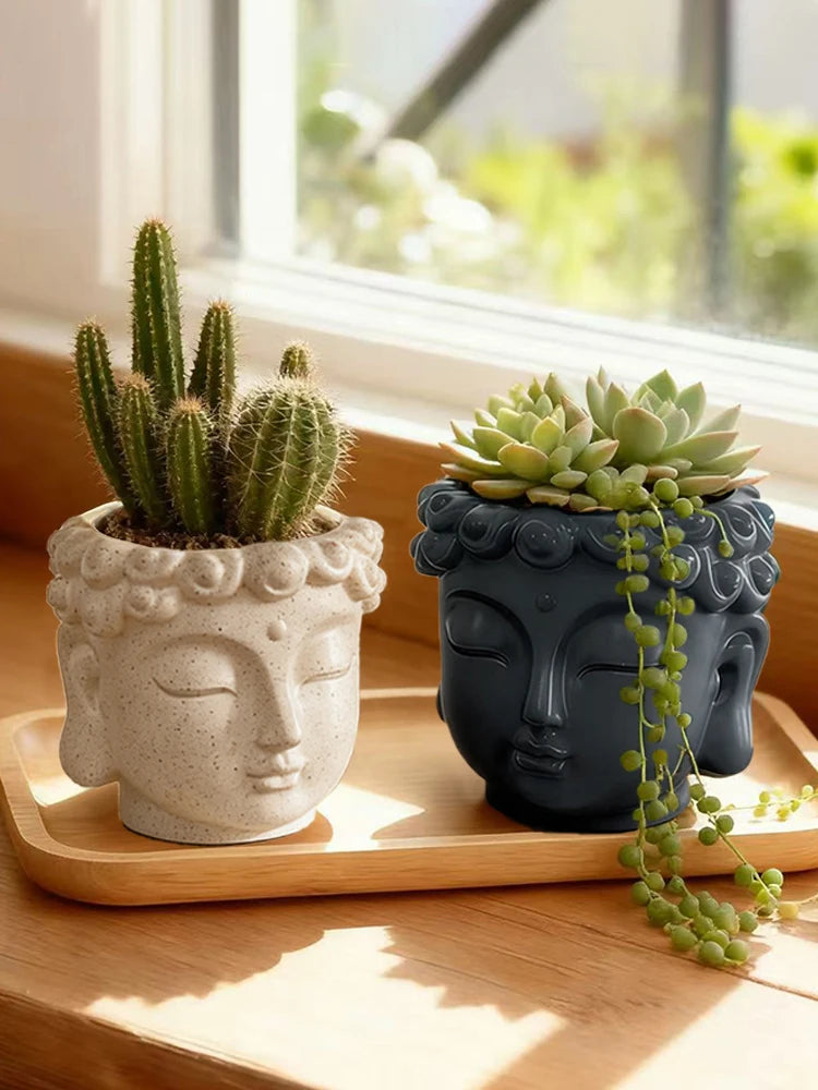 Pot de fleurs Tête de Bouddha — Déco Zen Asiatique