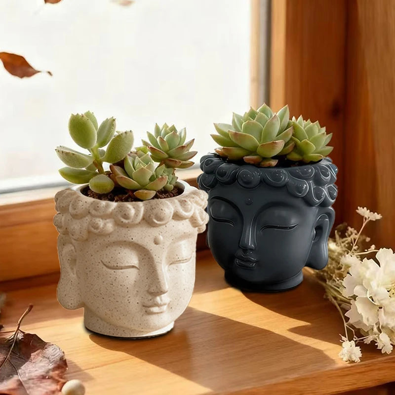 Pot de fleurs Tête de Bouddha — Déco Zen Asiatique
