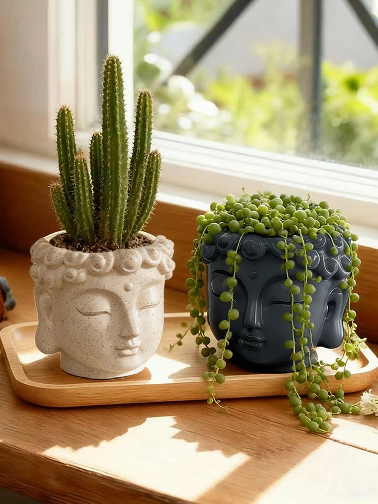 Pot de fleurs Tête de Bouddha — Déco Zen Asiatique