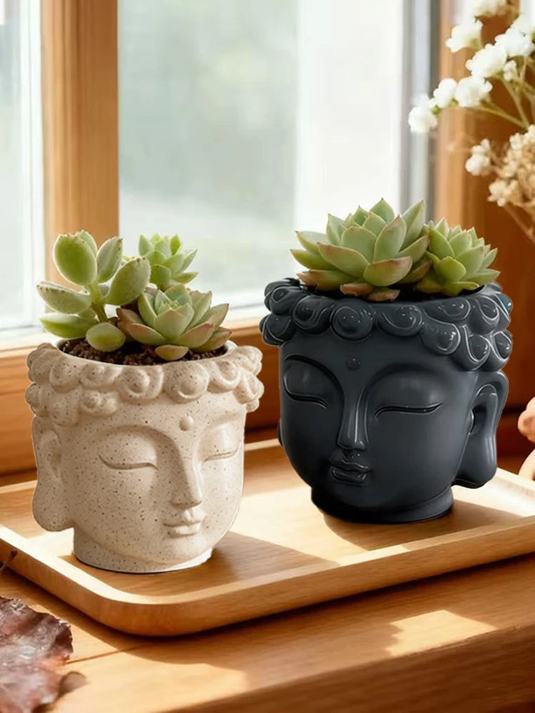 Pot de fleurs Tête de Bouddha — Déco Zen Asiatique