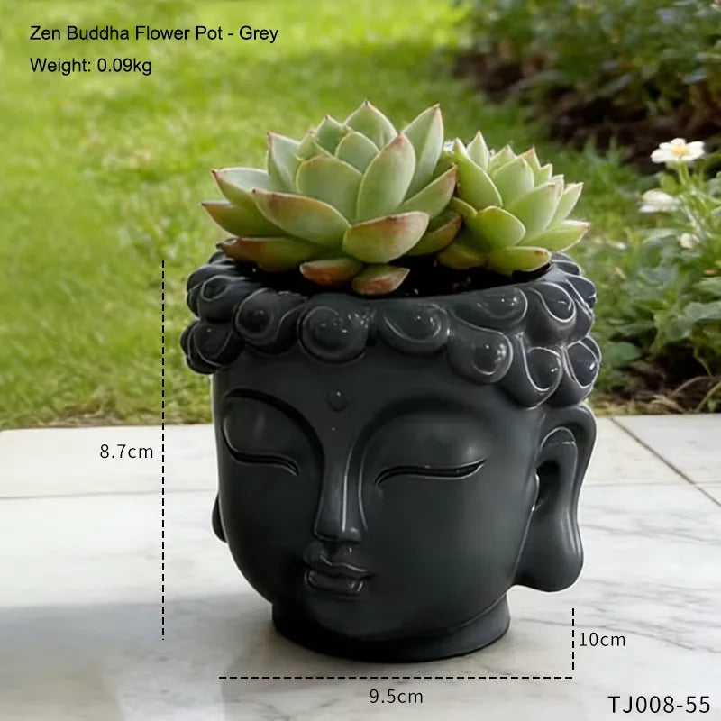 Pot de fleurs Tête de Bouddha — Déco Zen Asiatique